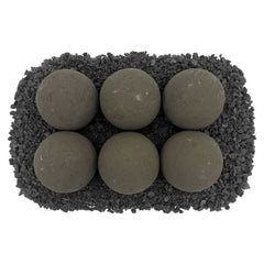 American Fire Glass AFG-FBL-TG Ceramic Lite Stone Balls, Uniform 4" Set of 6, Thunder Gray