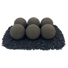 American Fire Glass AFG-FBL-TG Ceramic Lite Stone Balls, Uniform 4" Set of 6, Thunder Gray