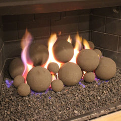 American Fire Glass AFG-FBL-MB Ceramic Lite Stone Balls, Uniform 4" Set of 6, Matte Black