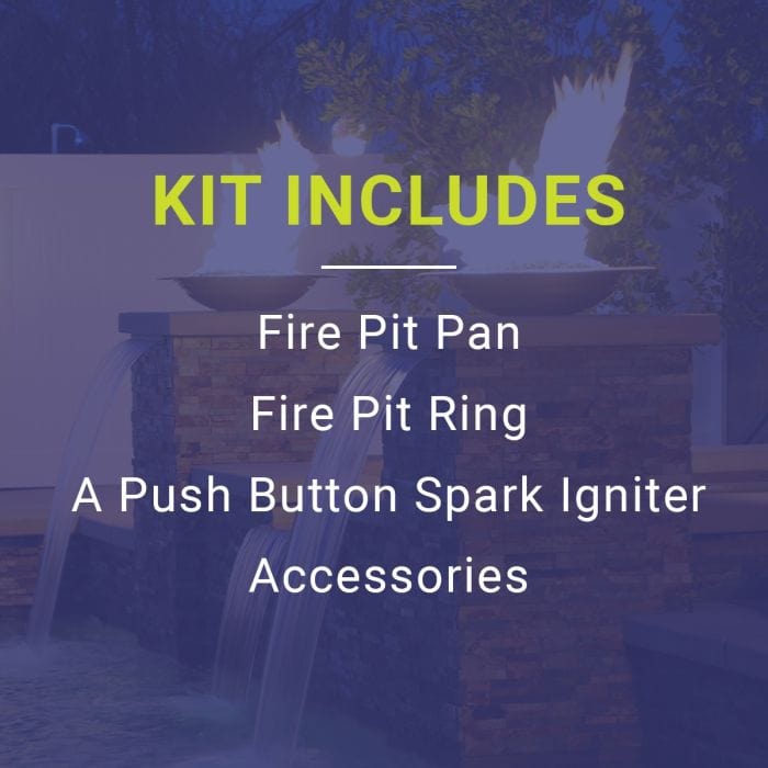American Fire Glass Round Flat Fire Pit Burner Pan Spark Ignition Kit High Capacity