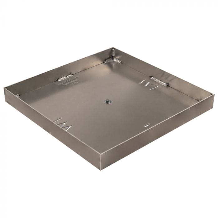 Warming Trends square aluminum fire pit burner pan with 2 inch side wall available in different size from in 18-59-inch in white background