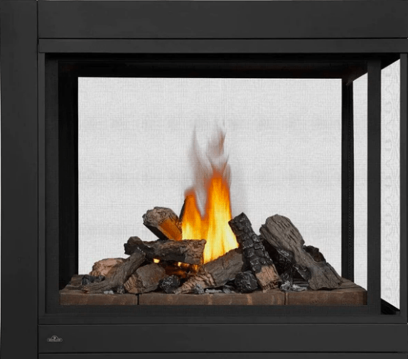 Napoleon BHD4PN Ascent Multi-View Direct Vent Gas Fireplace with 3-Sided Peninsula and Log Set, 43-Inch