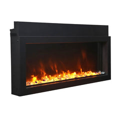 Amantii Panorama Extra Slim Electric Fireplace Built-In with Black Steel Surround