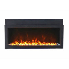 Amantii Panorama Extra Slim Electric Fireplace Built-In with Black Steel Surround