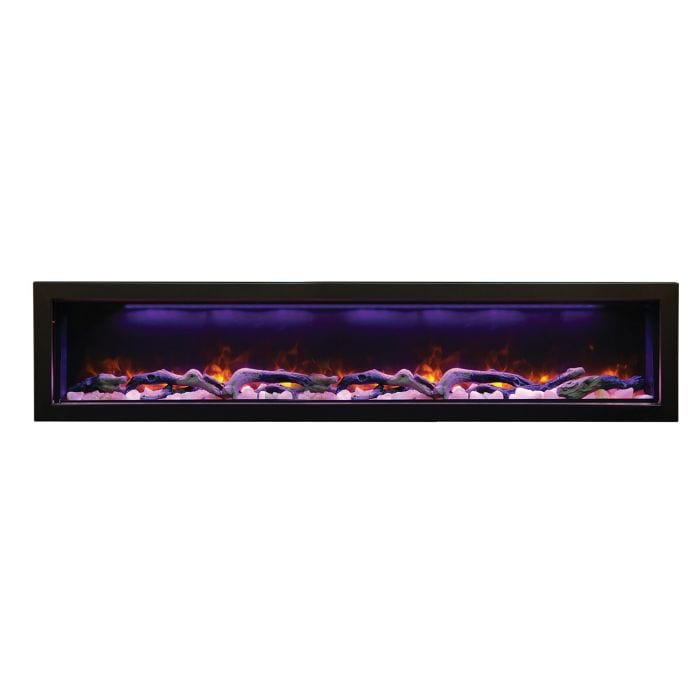 Amantii Panorama Deep Indoor/ Outdoor Built-In Electric Fireplace with Logs and Black Steel Surround