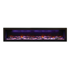 Amantii Panorama Deep Indoor/ Outdoor Built-In Electric Fireplace with Logs and Black Steel Surround