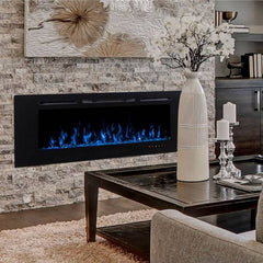 Modern Flames Challenger Recessed Fireplace in Living Area with Table and Flower Base