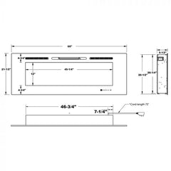 Modern Flames Challenger Recessed Fireplace Specification Drawing