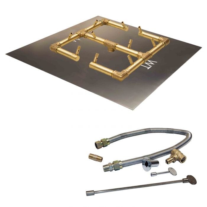 Warming Trends 120K BTU 13 x 13-Inch Crossfire Original Brass Gas Fire Pit Burner Kit with Square Plate