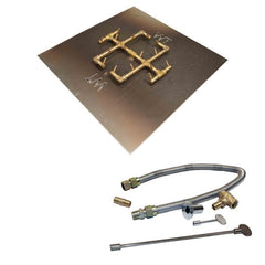 Warming Trends 180K BTU 17 x 15-Inch Crossfire Original Brass Gas Fire Pit Burner Kit with Square Plate