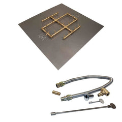 Warming Trends 240K BTU 19.5 x 21.5-Inch Crossfire Original Brass Gas Fire Pit Burner Kit with Square Plate