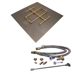 Warming Trends 290K BTU 21.5 x 21.5-Inch Crossfire Original Brass Gas Fire Pit Burner Kit with Square Plate