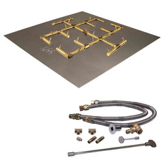 Warming Trends 300K BTU 30.5 x 30.5-Inch Crossfire Original Brass Gas Fire Pit Burner Kit with Square plate