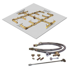 Warming Trends 350K BTU 30.5 x 30.5-Inch Crossfire Original Brass Gas Fire Pit Burner Kit with Square plate
