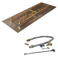 Warming Trends 240K BTU 36 x 9-Inch Crossfire H-Style Brass Gas Fire Pit Burner Kit with Rectagular Plate