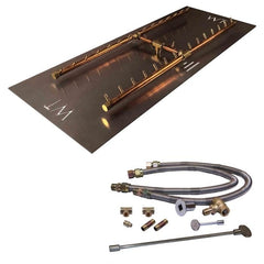 Warming Trends 300K BTU 42 x 14-Inch Crossfire H-Style Brass Gas Fire Pit Burner Kit with Rectangular Plate