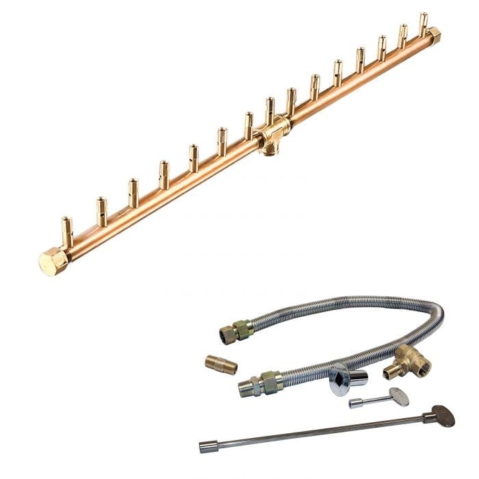 Warming Trends Crossfire Linear Brass Firepit Burner Kit available in different sizes