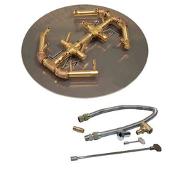 Warming Trends Crossfire Octagonal Brass Burner with Round Plate and Flex Line kit for CFBO140 in white background