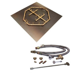 Warming Trends Crossfire Octagonal Brass Burner with Square Plate and Dual Flex Line Kit for CFBO280 in white background