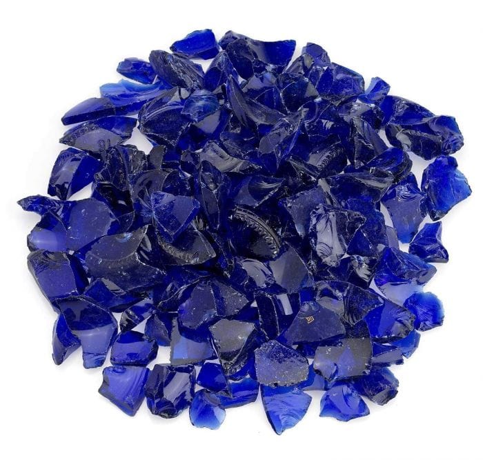 Reflective Glass - Fire Glass For - 1 Firepit Glass Rock - Glass Stones -  Glass Rocks - Gas & Propane & Fireplace Glass (50 Pound, Sapphire Blue) 
