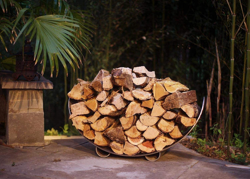 Fire Pit Art CRLR-S Crescent Wood Log Rack, Stainless Steel