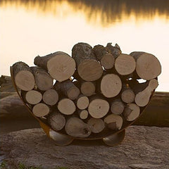 Fire Pit Art CRLR-C Crescent Wood Log Rack, Carbon Steel