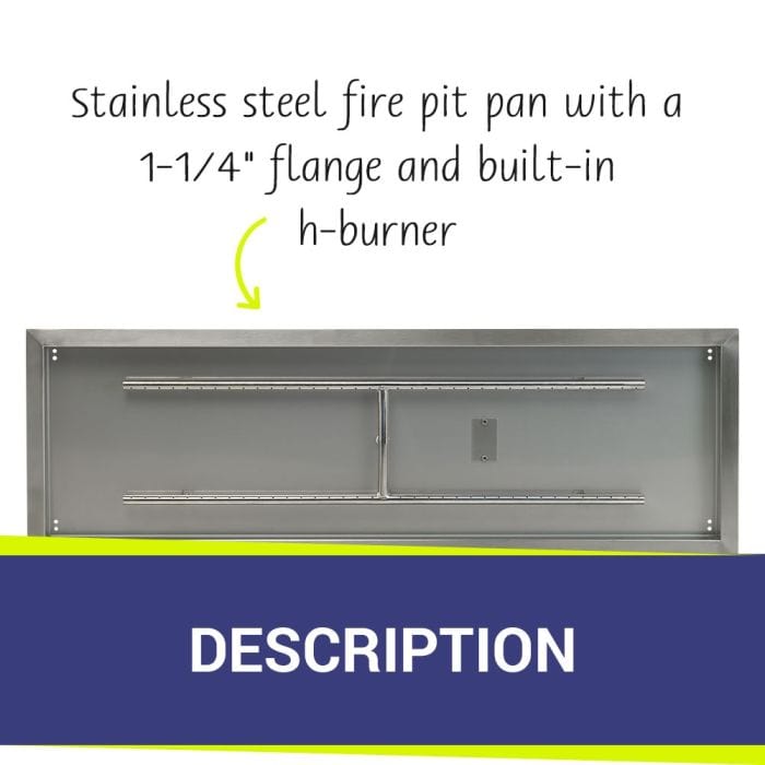 American Fire Glass Stainless Steel Rectangular Drop-in Fire Pit Burner Pan