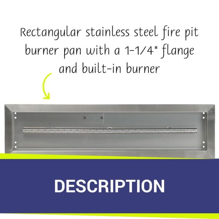 American Fire Glass Stainless Steel Linear Drop-in Fire Pit Burner Pan