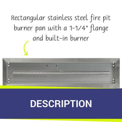 American Fire Glass Stainless Steel Linear Drop-in Fire Pit Burner Pan