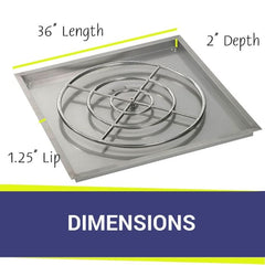 American Fire Glass SS-SQPSIT-36H Square Drop-In Pan with High-Capacity S.I.T. System 36-Inch