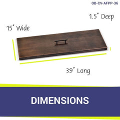 American Fire Glass OB-CV-AFPP-36 Fire Pit Burner Cover Oil Rubbed Bronze, Rectangular, 39x15-Inch