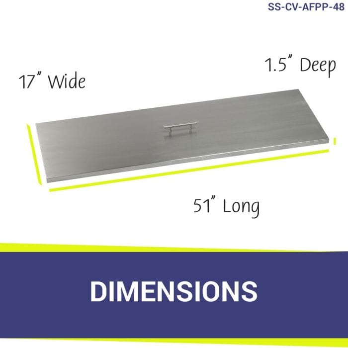 American Fire Glass SS-CV-AFPP-48 Fire Pit Burner Cover Stainless Steel Rectangular 51x17-Inch