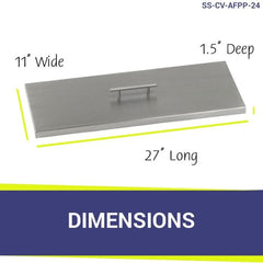 American Fire Glass SS-CV-AFPP-24 Fire Pit Burner Cover Stainless Steel Rectangular 27x11-Inch