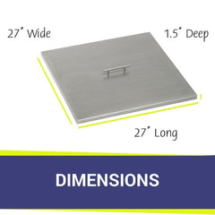 American Fire Glass SS-CV-SQP-24 Fire Pit Burner Cover Stainless Steel Square 27x27-Inch