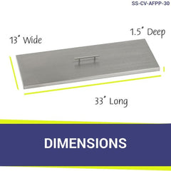 American Fire Glass SS-CV-AFPP-30 Fire Pit Burner Cover Stainless Steel Rectangular 33x11-Inch