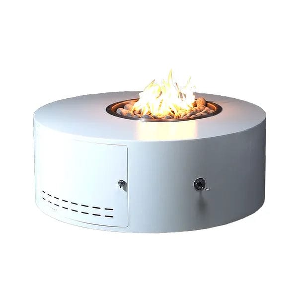 The Outdoor Plus Isla Fire Pit Hammered Copper White Finish with White Background