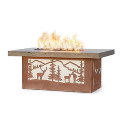 The Outdoor Plus 60x36-inch Rectangle Outback Fire Pit Deer Country Design with White Background
