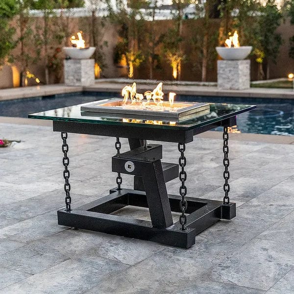 The Outdoor Plus Newton Powder Coated with Chain Support Fire Pit ...