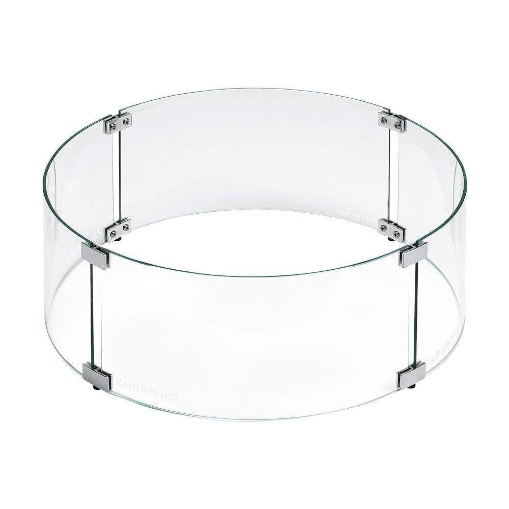 American Fire Glass FG-RSP-25 Fire Pit Glass Flame Wind Guard Round, 29x8-Inch