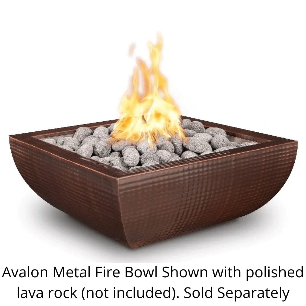 The Outdoor Plus Avalon Fire Hammered Copper Bowl with Polish Lava Rock