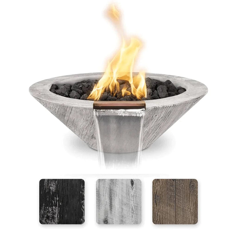 The Outdoor Plus Cazo Fire and Water Bowl Wood Grain Ivory Finish with 3 Different Finish Color