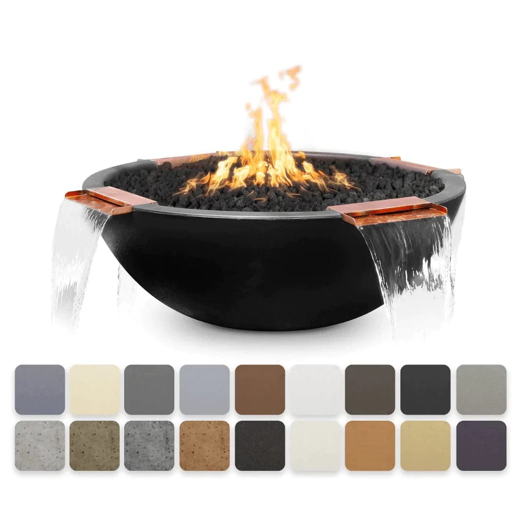 The Outdoor Plus Sedona GFRC Fire and Water Bowl - 4 Way Spill Available in Different Colors