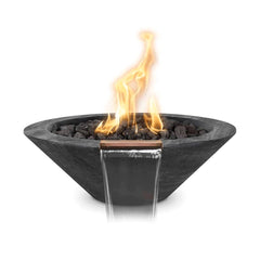 The Outdoor Plus Cazo Fire and Water Bowl Wood Grain Ebony Finish with White Background
