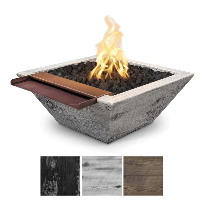 The Outdoor Plus Maya Square Fire and Wide Spill Water Bowl Ivory Finish with 3 Different Finish