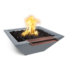 The Outdoor Plus Maya Fire and Wide Spill Water Bowl Grey Finish with White Background