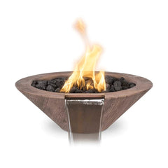 The Outdoor Plus Cazo Fire and Water Bowl Wood Grain Oak Finish with White Background