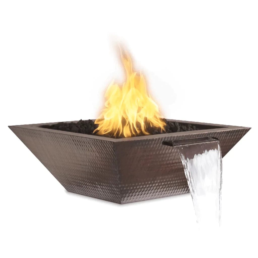 The Outdoor Plus Maya Fire and Water Bowl Hammered Copper Finish with White Background