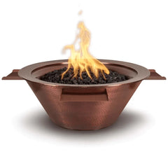 The Outdoor Plus Cazo Fire and 4 way Spill Water Bowl Hammered Copper Finish with White Background