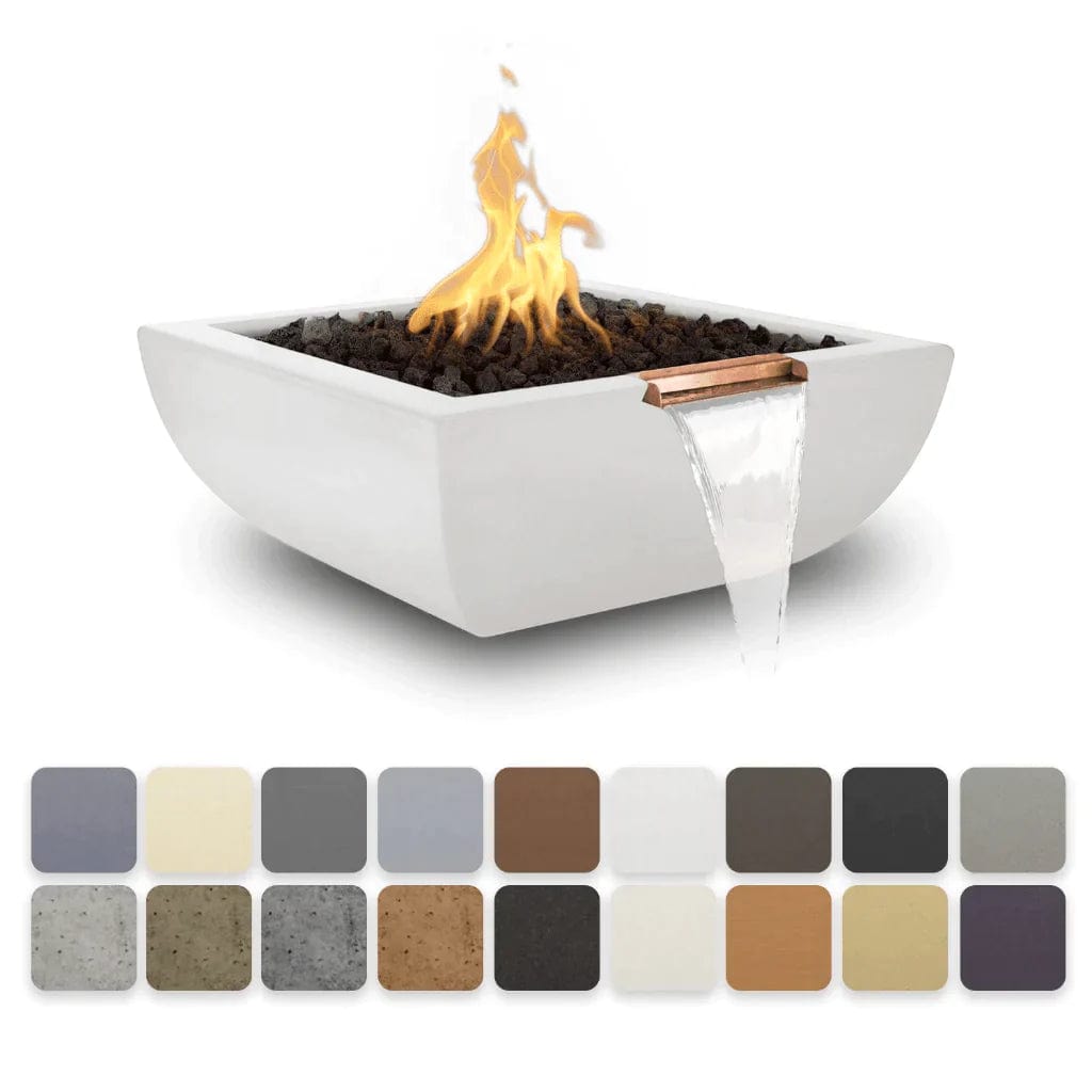 The Outdoor Plus Avalon Fire and Water Bowl White Finish with Different Color Finish