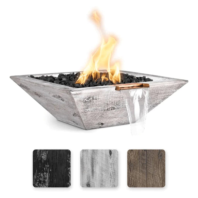 The Outdoor Plus Maya Square Fire and Water Bowl Ivory Finish with 3 Different Finish